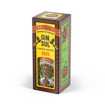 Gin Sul Jardim do Paraíso Geschenkbox 2025 – Verpackung mit Flasche, Vorder- und Seitenansicht